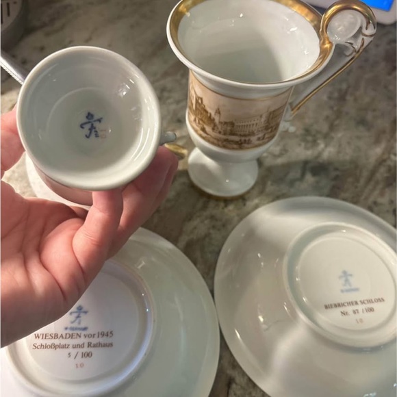Porcelain Cup and Saucer Set with Gold Accents (Furstenburg)